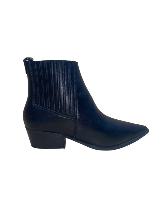 Marc Fisher Shoes - Marc Fisher Women’s Black Leather Block Heel Mlyarita Ankle Boots  Size 8.5M